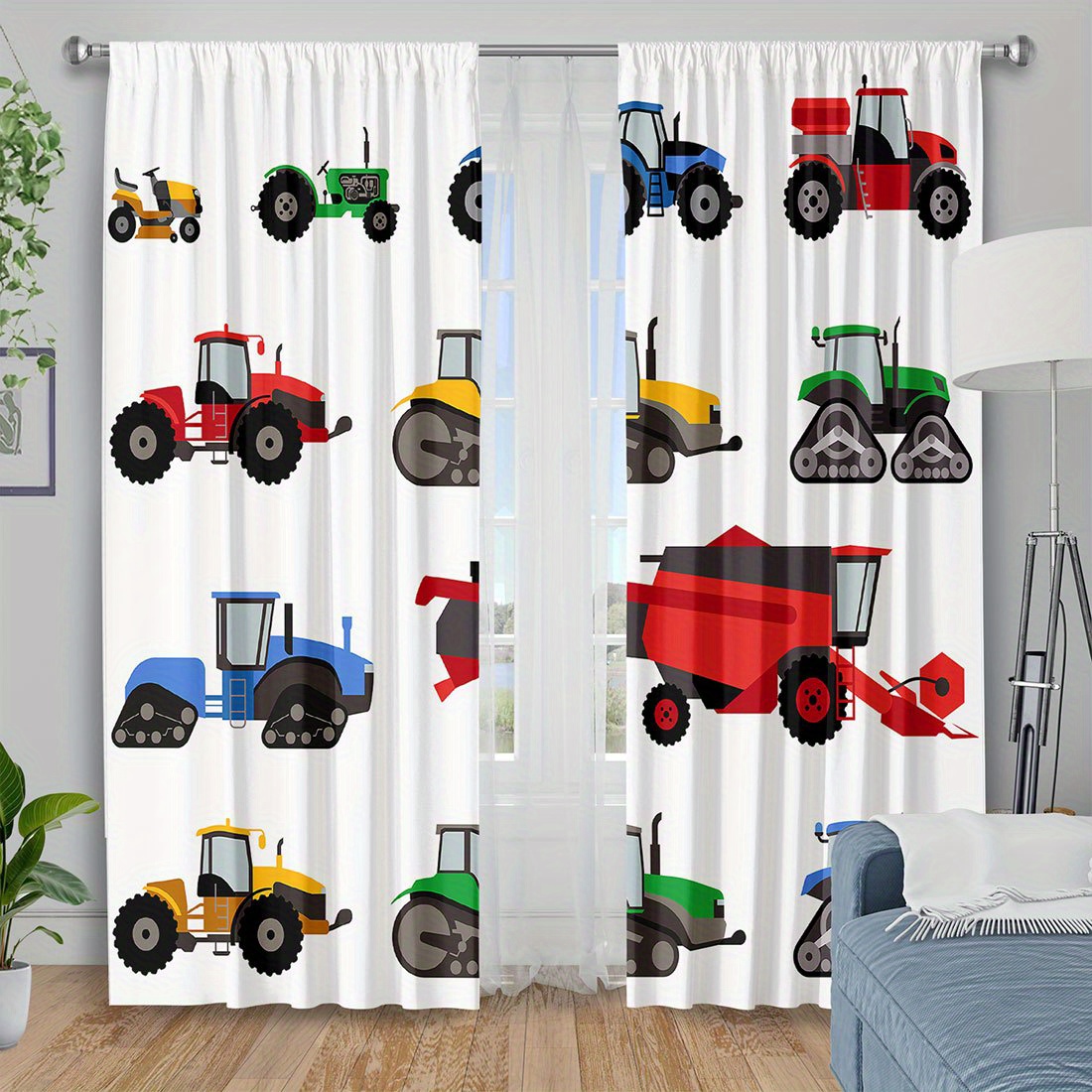 Agriculture Farming Cartoon - Rideau Tracteur Dessin Animé Imprimé Machines