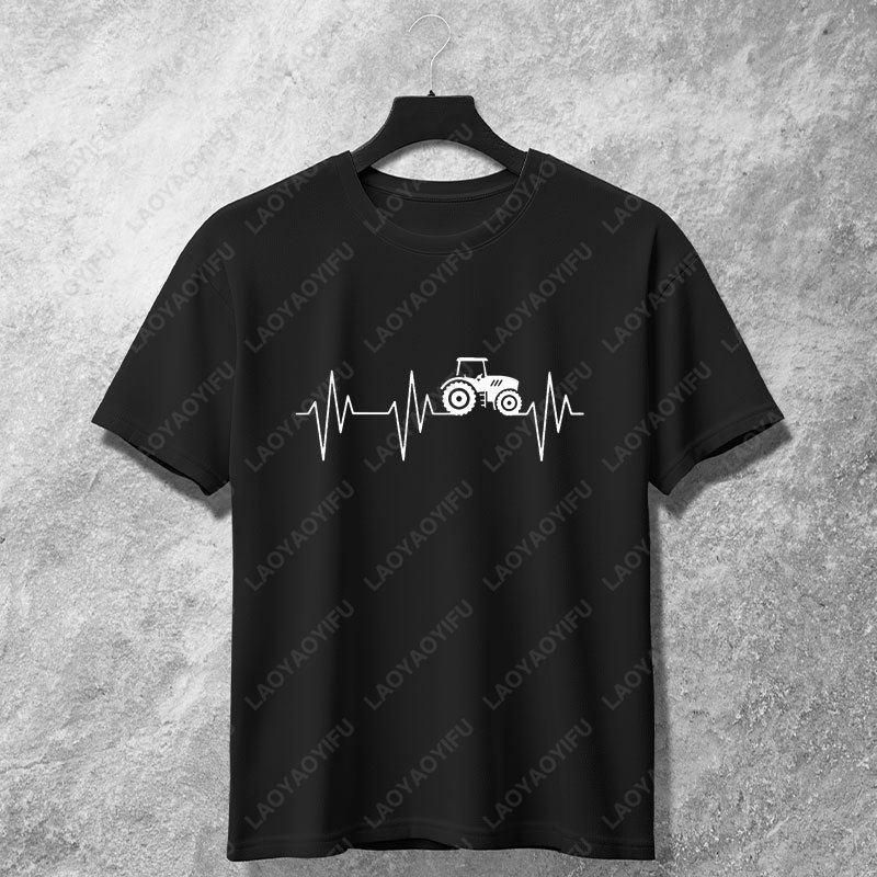 Agriculture Farming Cartoon - T-shirt graphique Funny Farm Tractor Heartbeat
